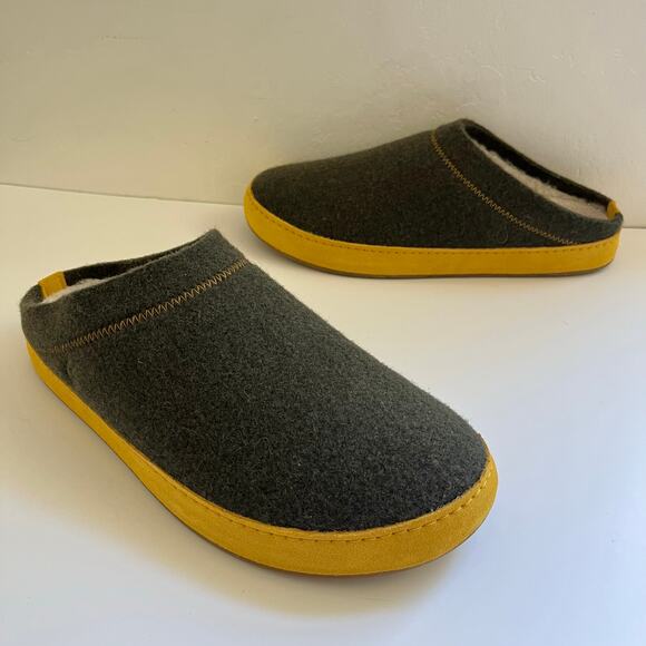 OluKai Other - Olukai Hamani Hulu Wool Mules Men's 10 in Olive/Mustard Sheepskin Shearling NEW